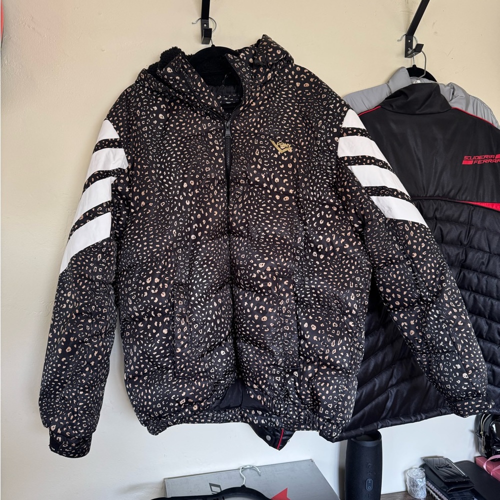 Stylish Black and White pony animal print men Jacket